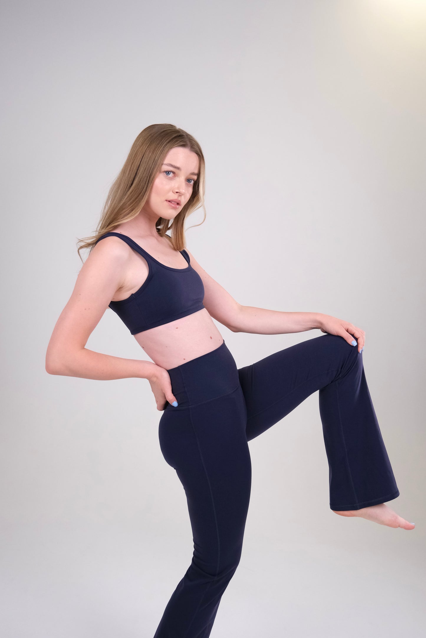 High Waisted Flares - Navy Blue