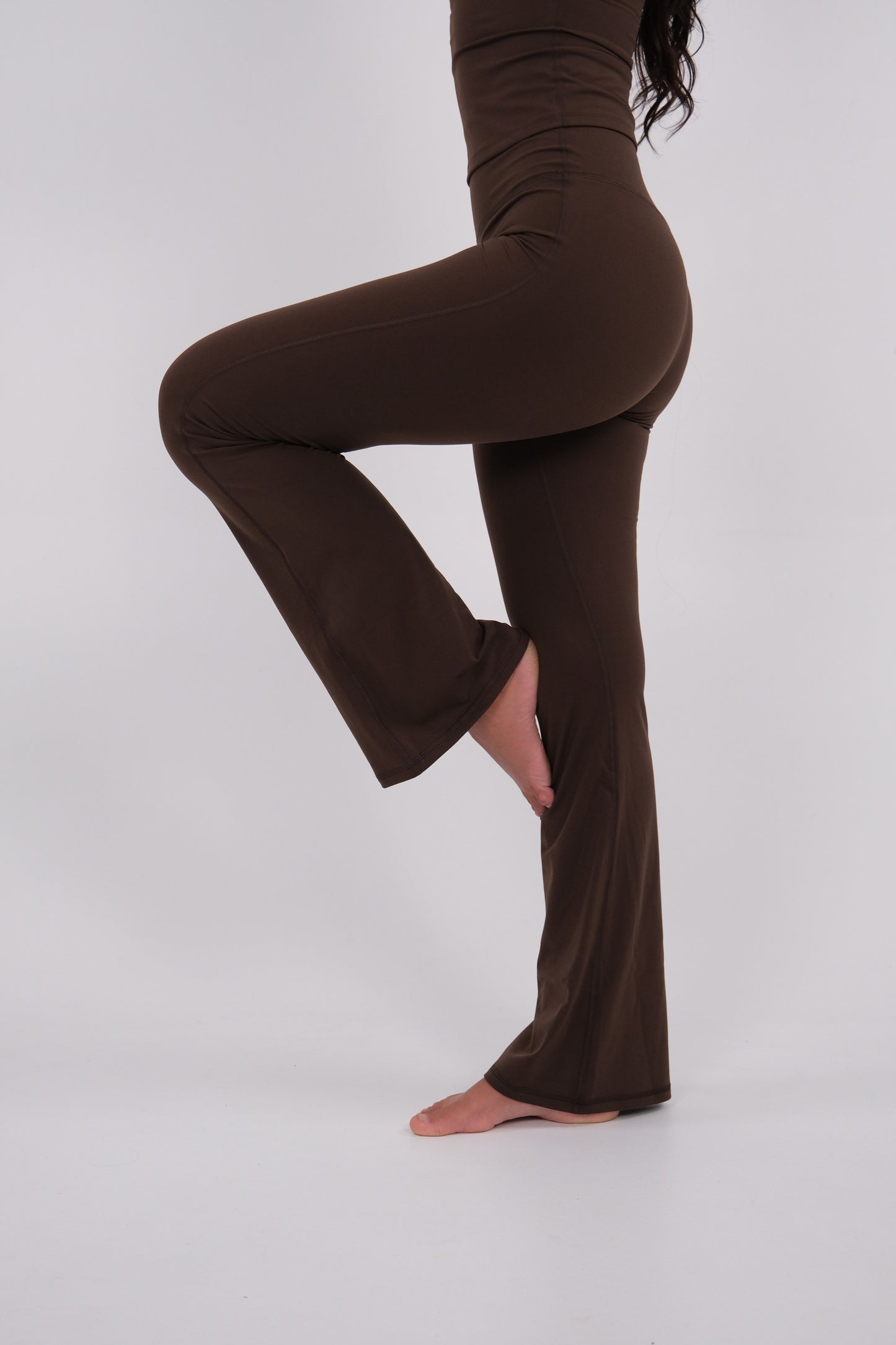 High Waisted Flares - Coffee Bean