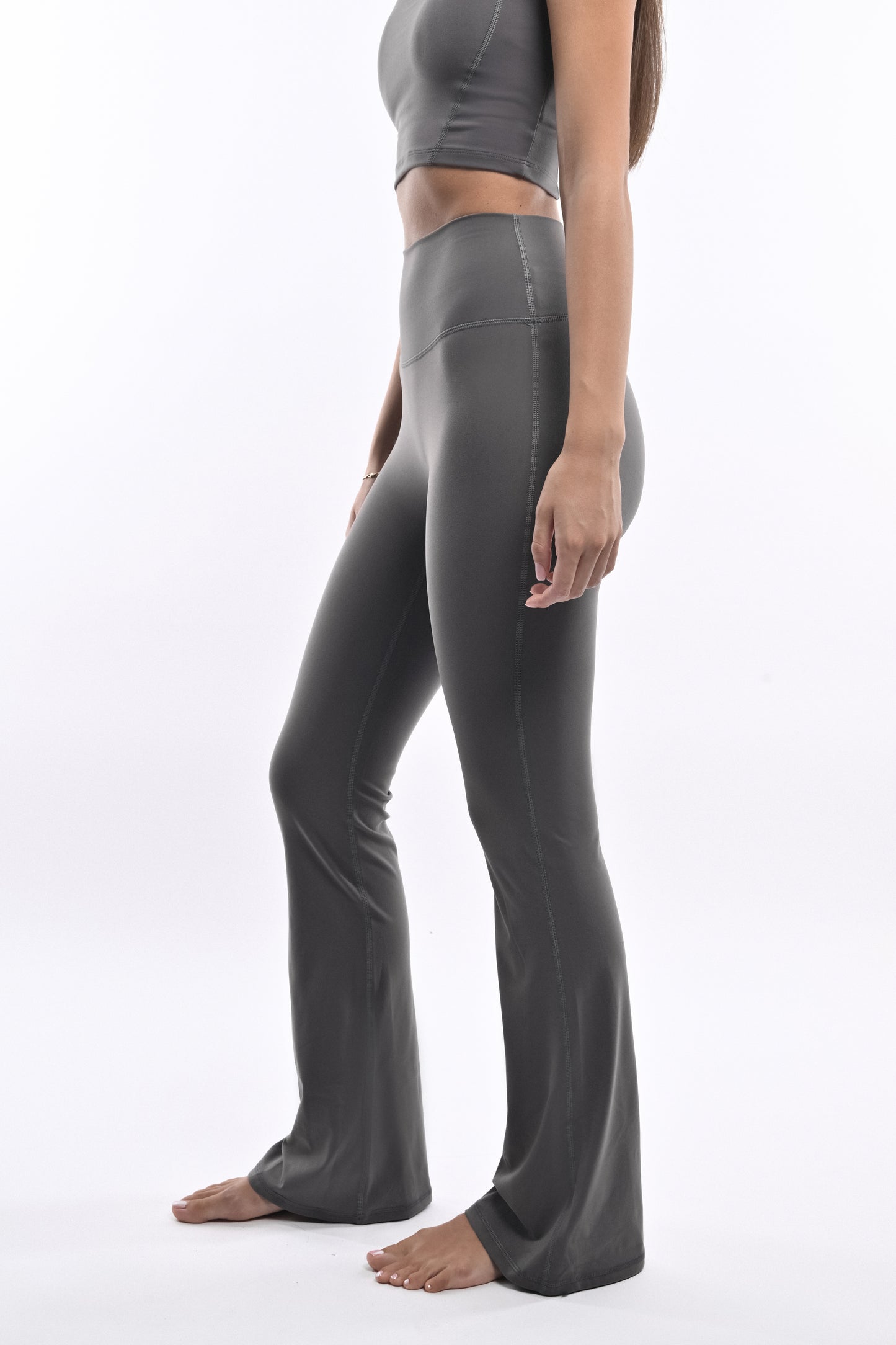 High Waisted Flares - Haze Gray