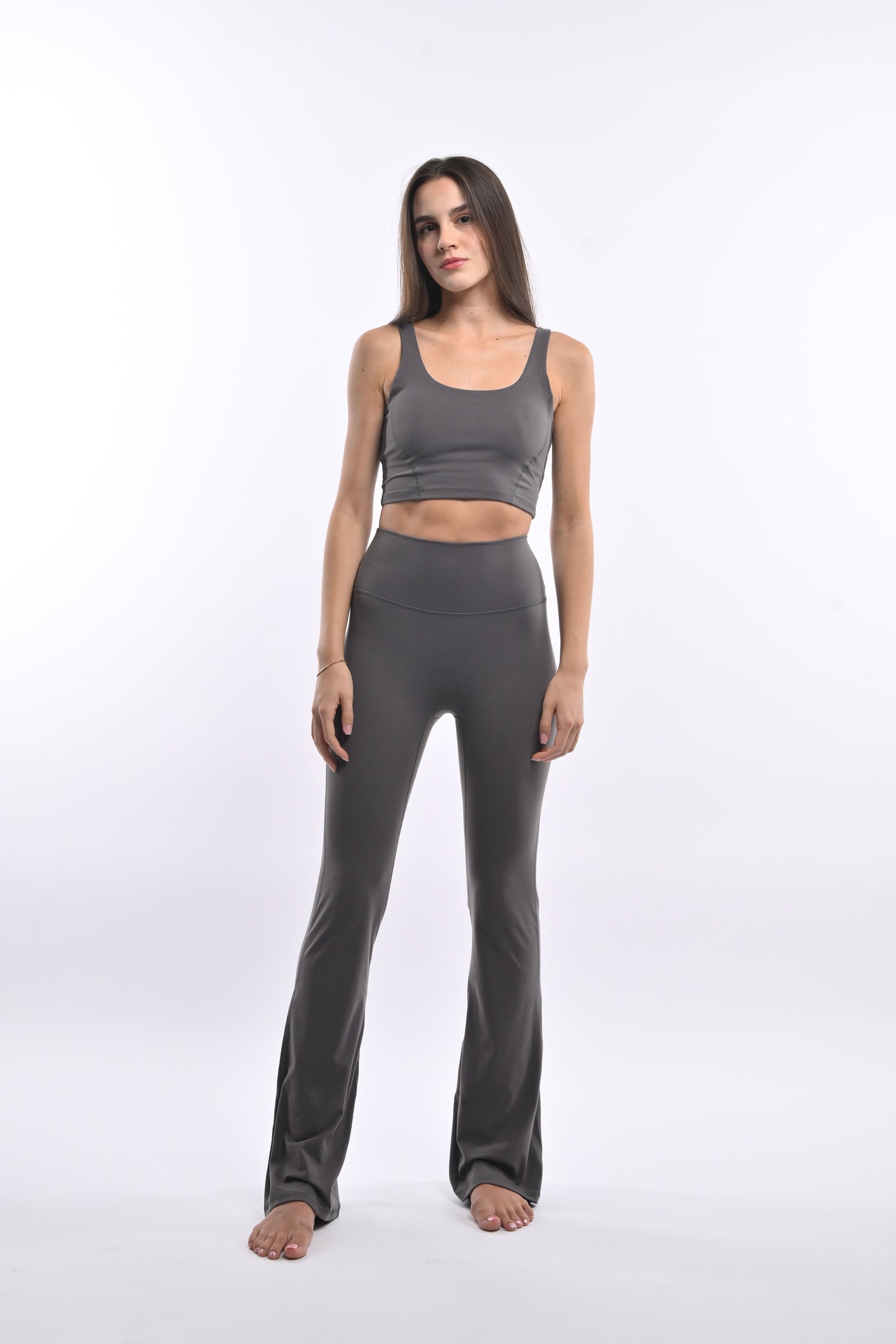 High Waisted Flares - Haze Gray