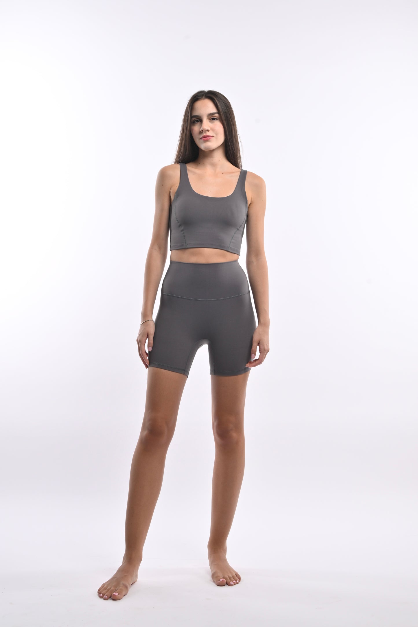 High Waisted Cycling Shorts - Haze Gray
