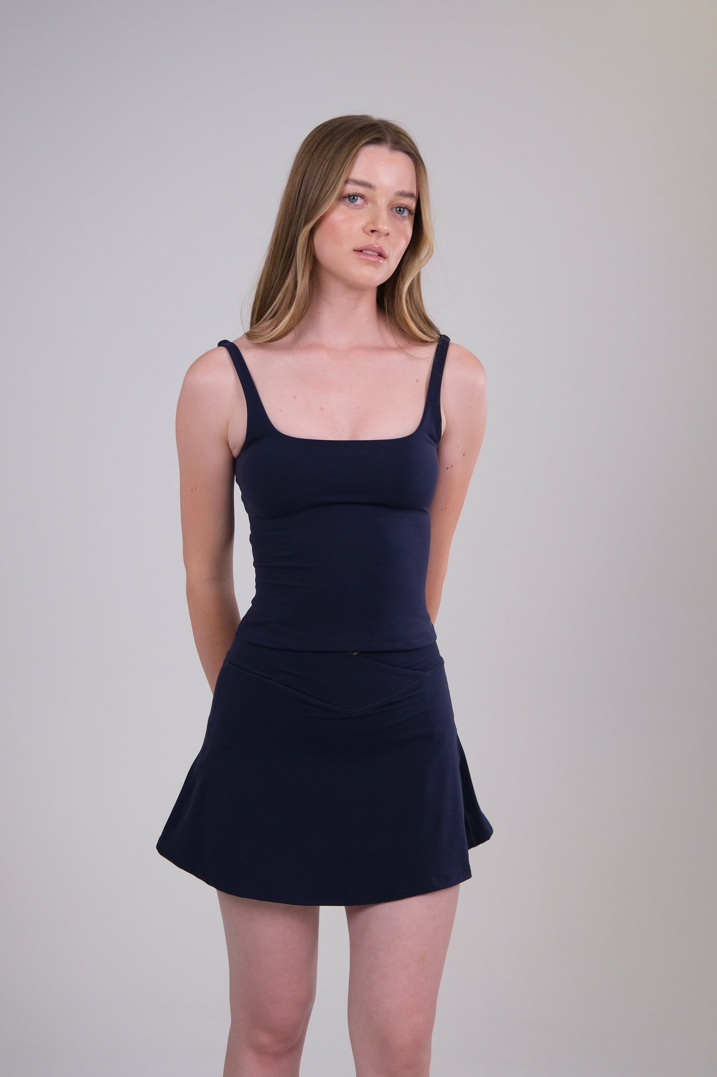 Wrap Waist Tennis Skort - Navy Blue