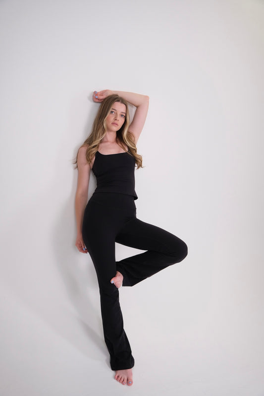 High Waisted Flares - Nata Black