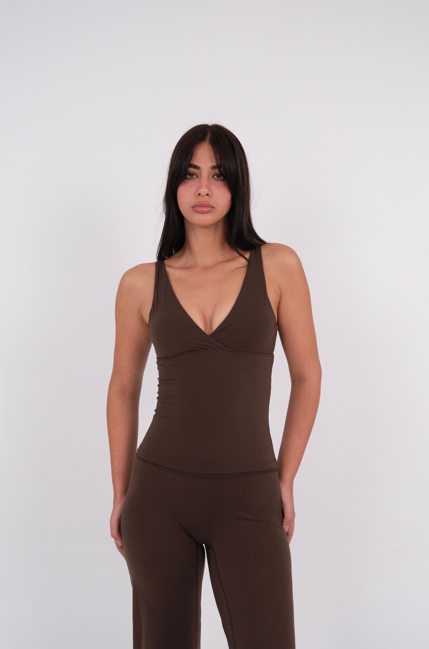 V-Neck Vest - Coffee Bean