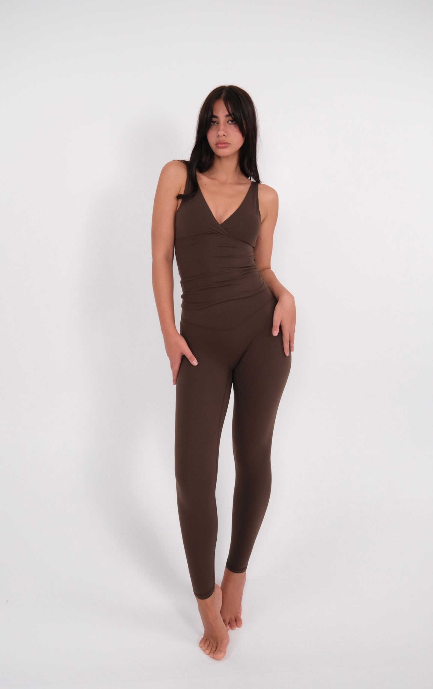High Waisted Leggings - Coffee Bean