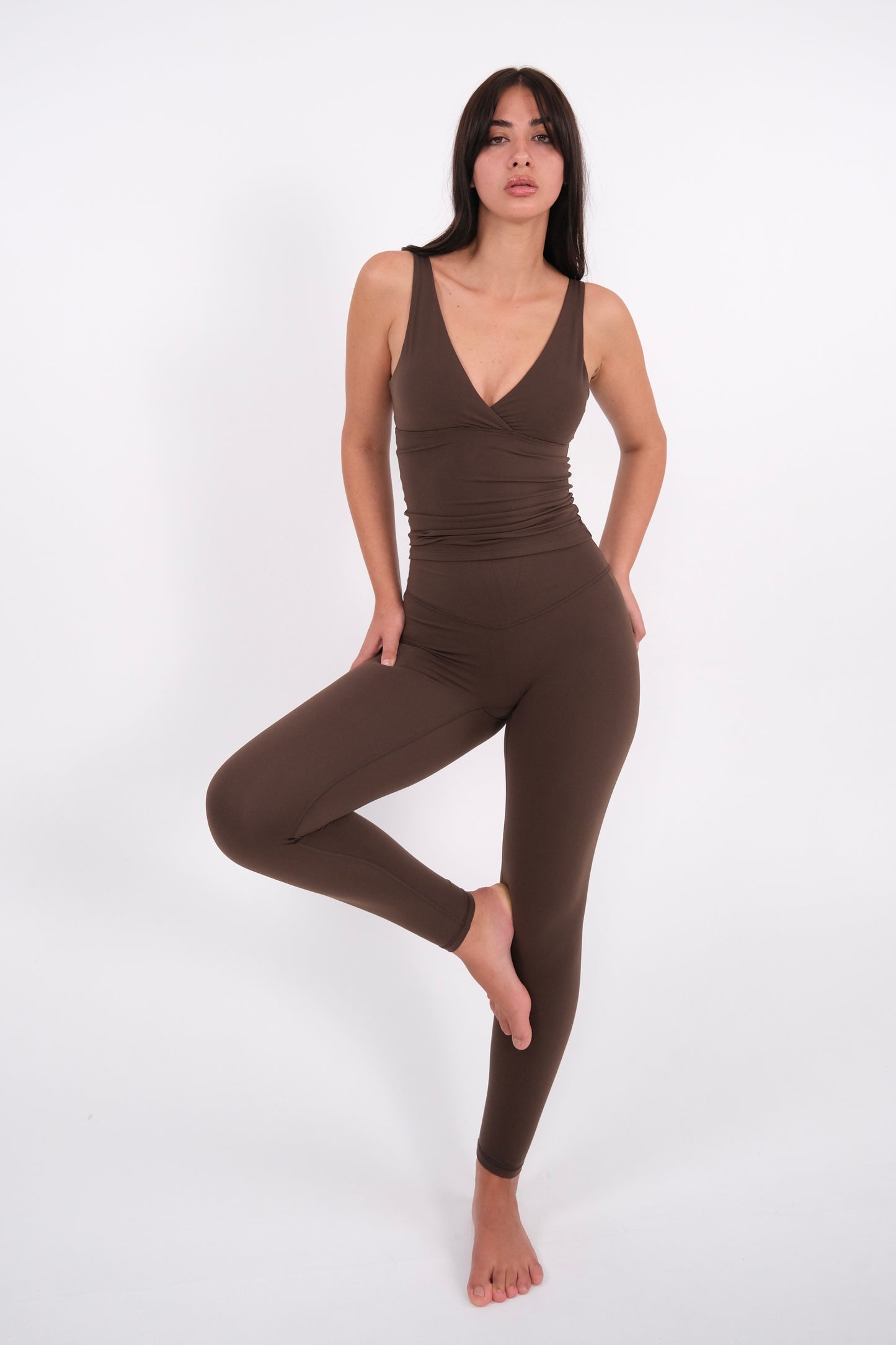 High Waisted Leggings - Coffee Bean