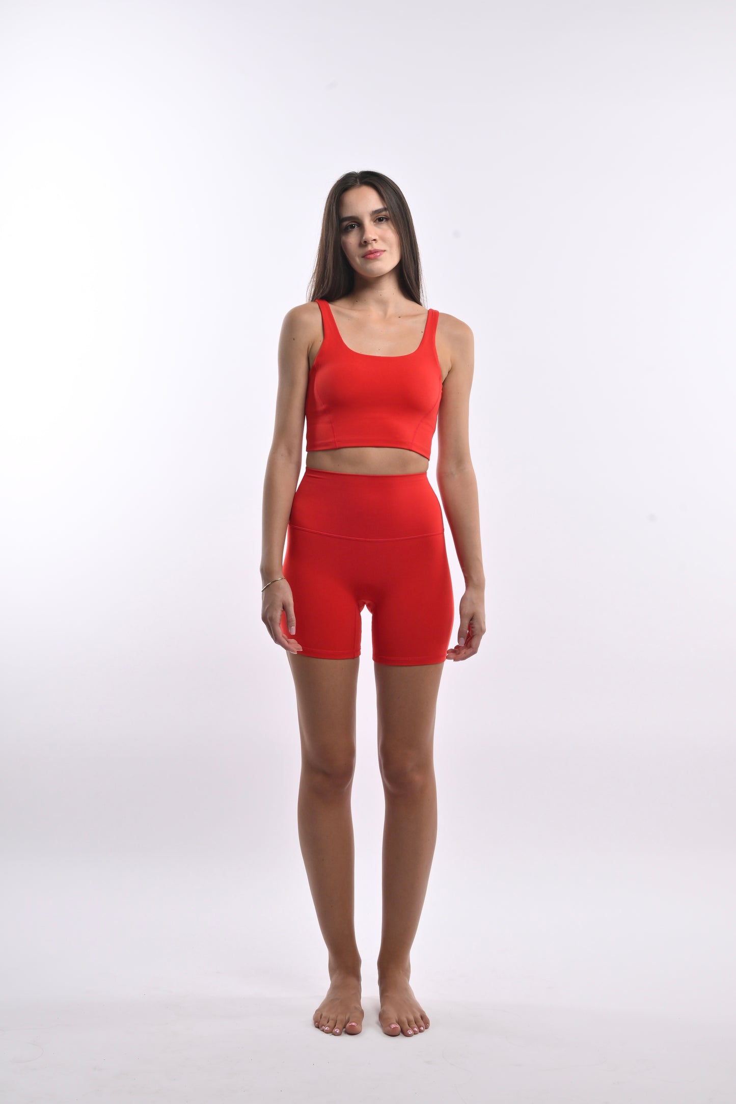 High Waisted Cycling Shorts - Kiss Me Red