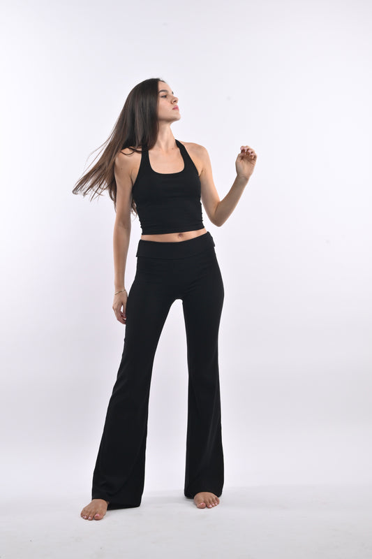 Multiway Fold Waist Flares - Black